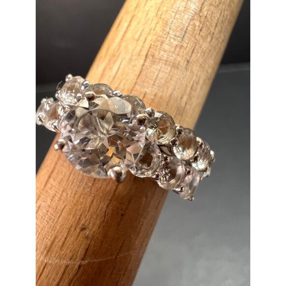 NEW White topaz stackable ring set in platinum over sterling silver size 5 - Picture 10 of 16